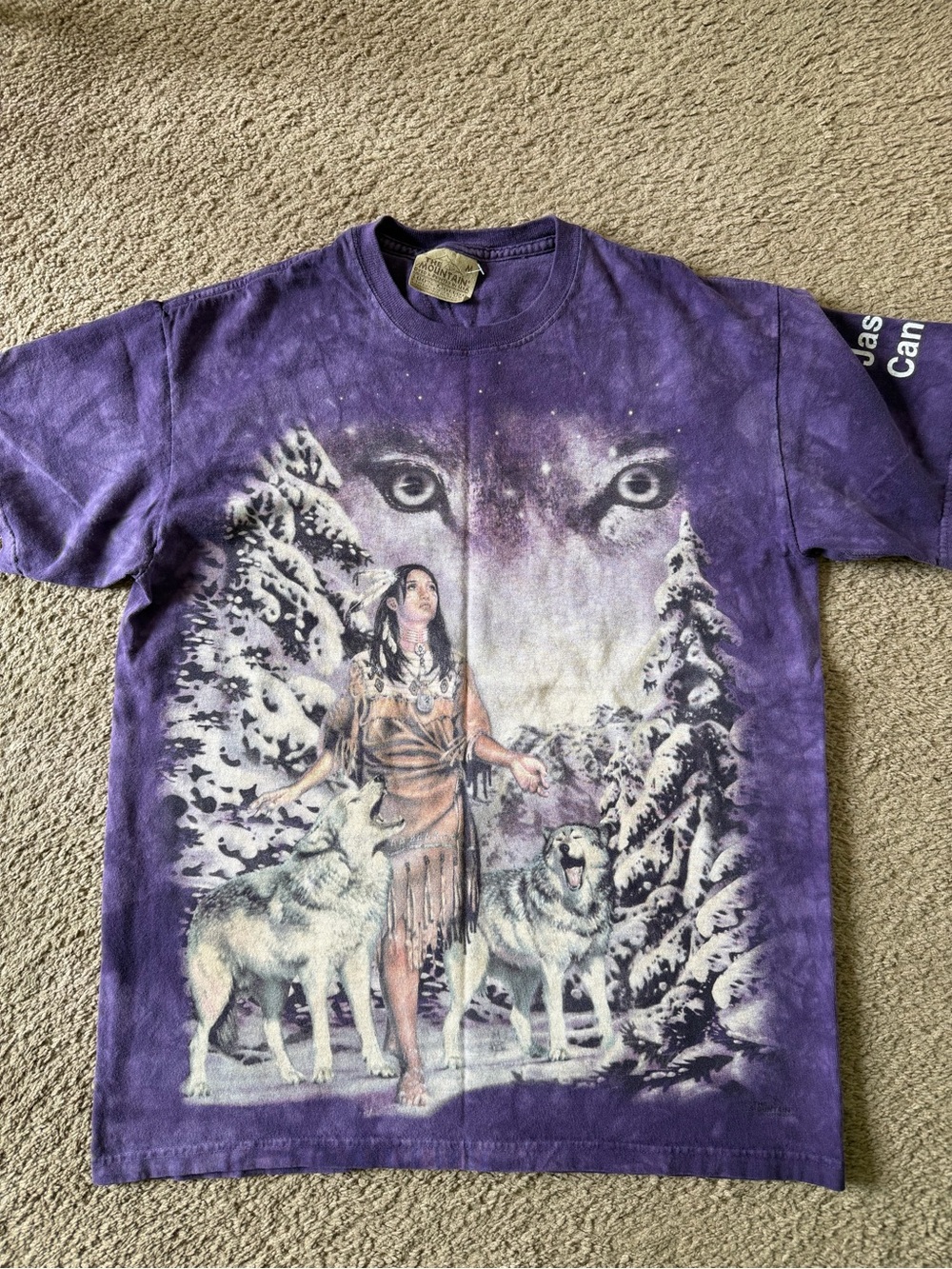 The Mountain Men's Medio Purple Wolves T-Shirt - Tie-Dye, Nature Theme